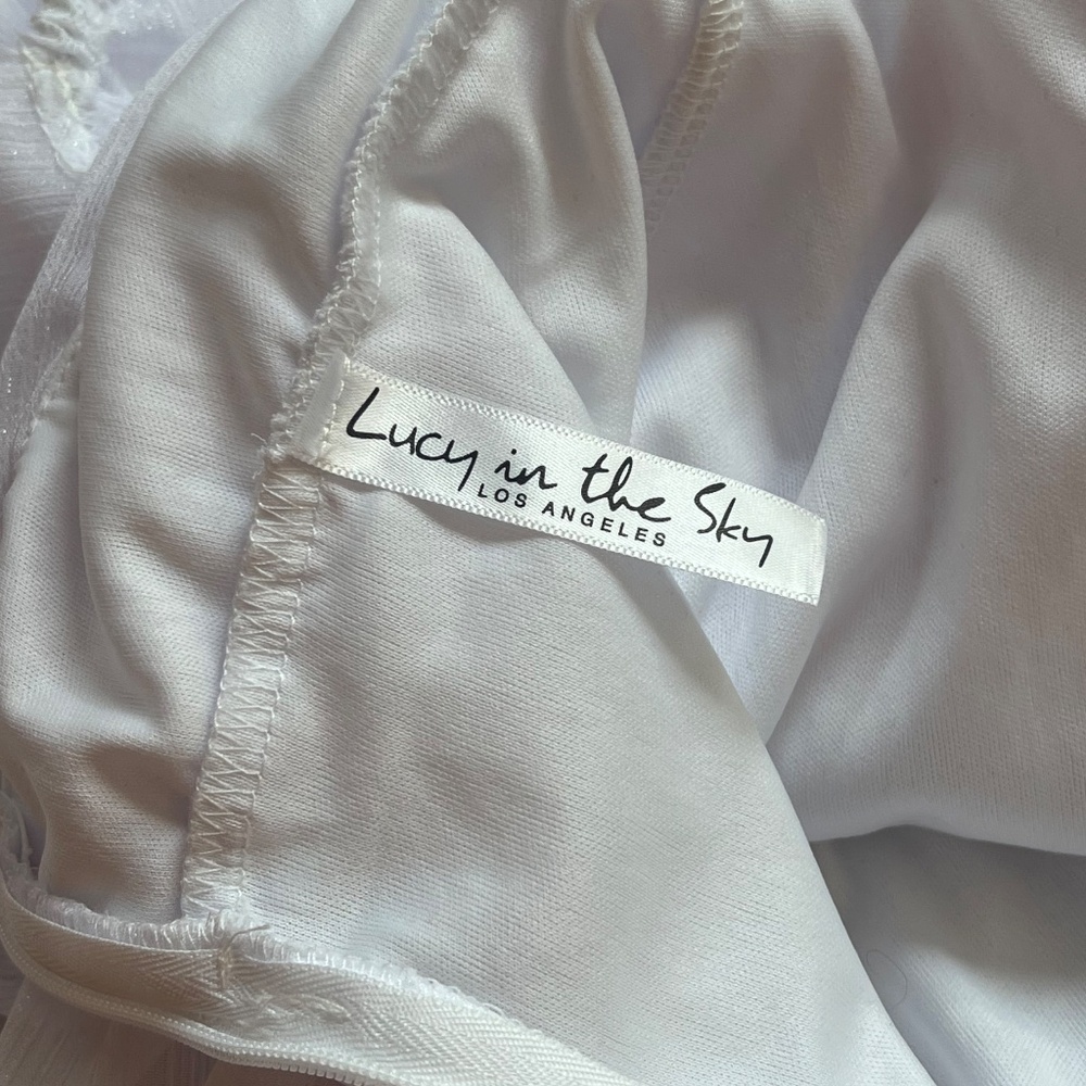 Lucy in the Sky White Women's NEIA Ruffle Chiffon White Dress Size M - Picture 6 of 13
